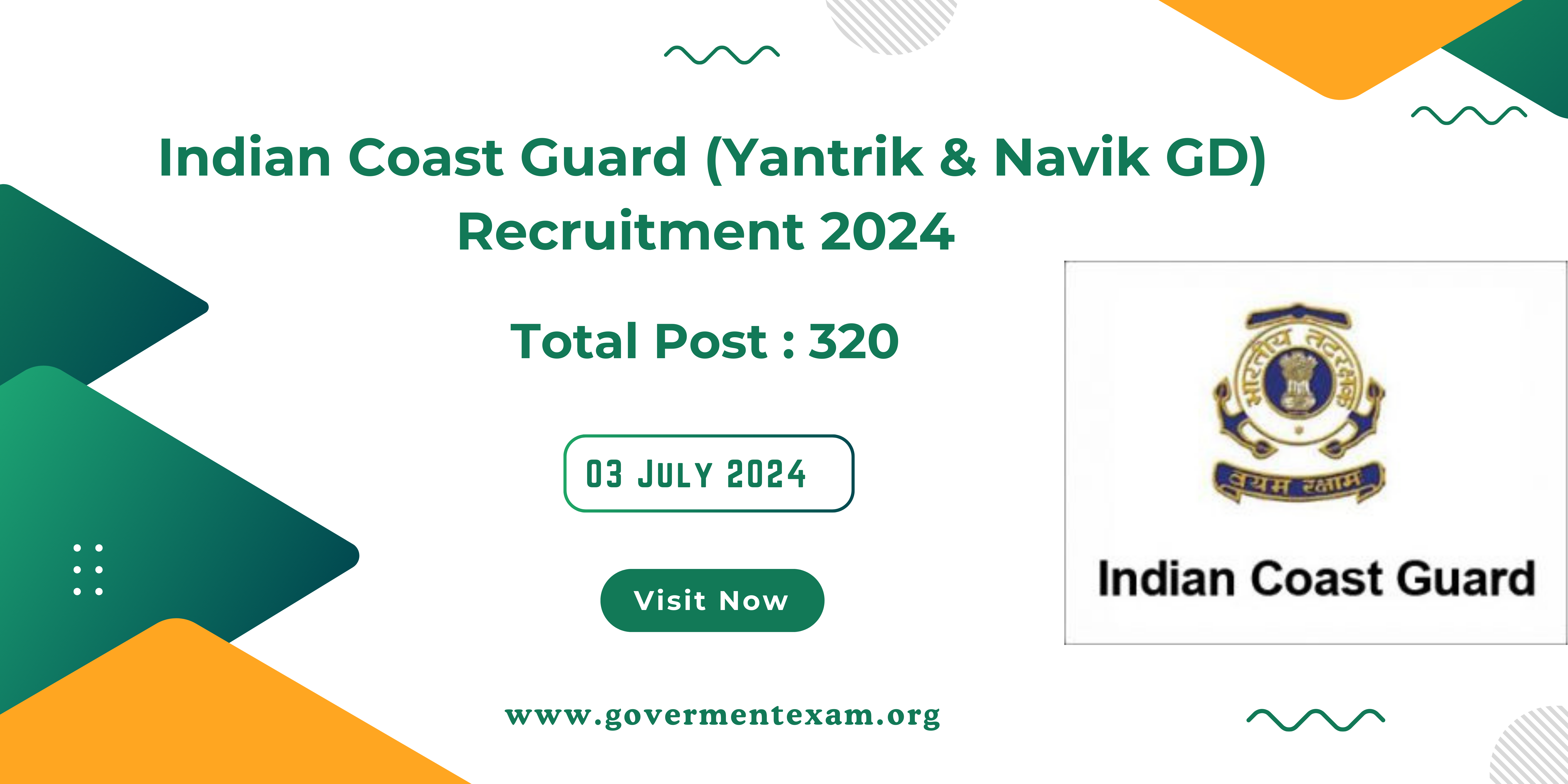 Indian Coast Guard Recruitment 2024: Yantrik & Navik GD Apply Online for 320 Posts